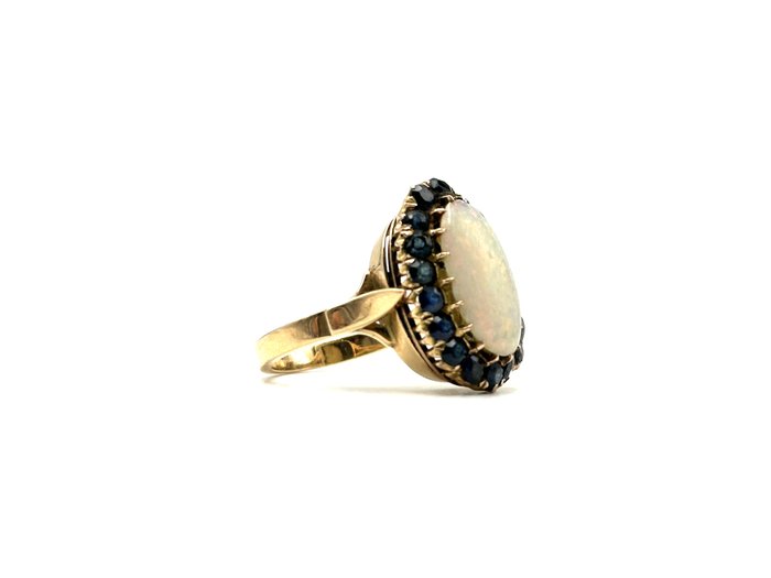 Ring - 14 karat Rosaguld -  200ct tw Opal - Safir