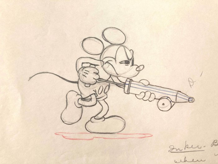 Original Walt Disney Masterpiece of 1935 "Mickey's Garden"  - Original animationstegning - Mickey + CERTIFICATE