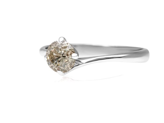 Ingen mindstepris - Ring - 14 karat Hvidguld -  0.51ct. tw. Gul Diamant (Naturfarvet) - IGI