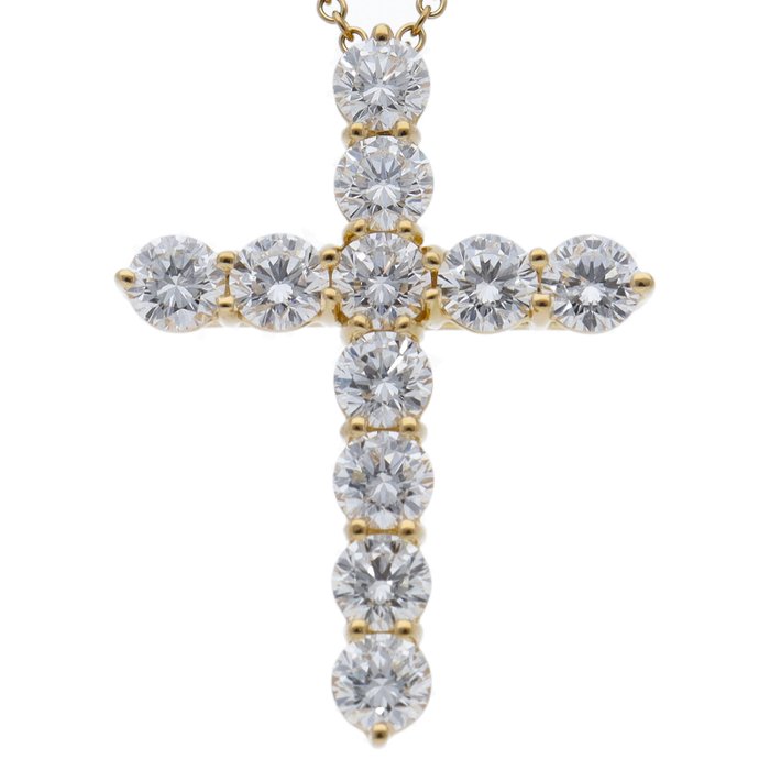 Tiffany  Co. - Halskæde - Large Cross Diamond Necklace - 18 kraat Gulguld - Diamant