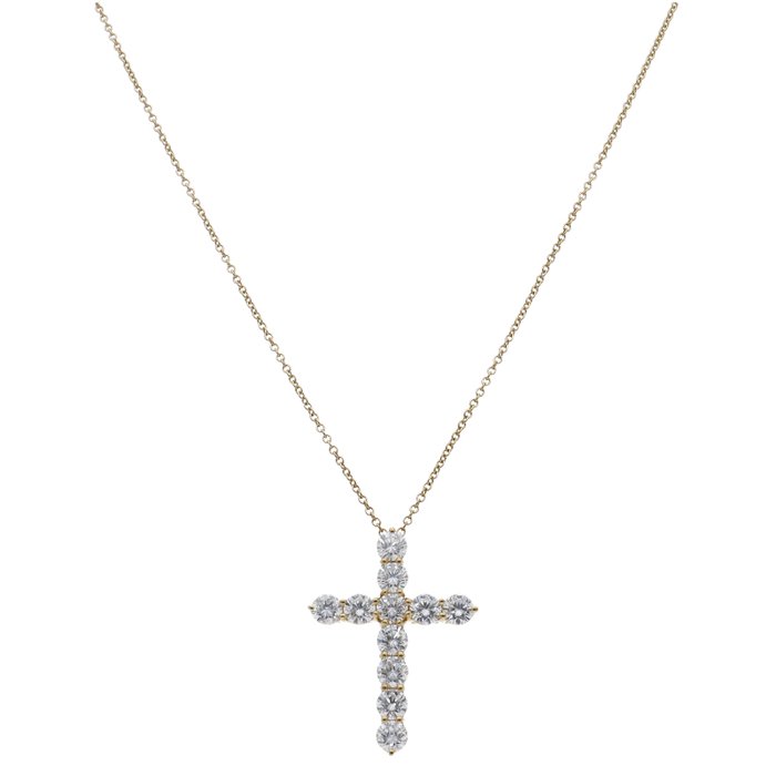 Tiffany  Co. - Halskæde - Large Cross Diamond Necklace - 18 kraat Gulguld - Diamant