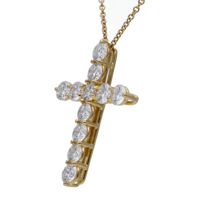 Tiffany  Co. - Halskæde - Large Cross Diamond Necklace - 18 kraat Gulguld - Diamant