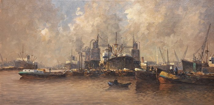 Marinus de Jongere (1912 - 1977) - Havengezicht Rotterdam