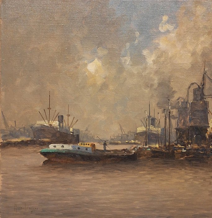 Marinus de Jongere (1912 - 1977) - Havengezicht Rotterdam