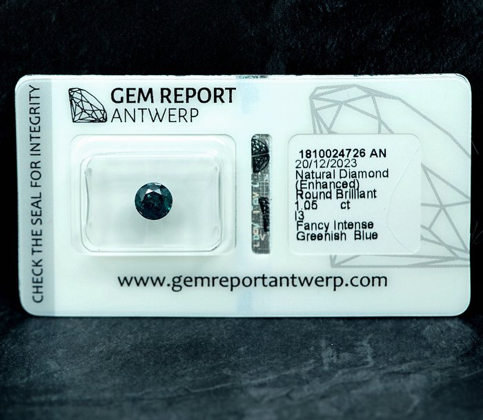 Ingen mindstepris - 1 pcs Diamant  (Farvebehandlet)  - 1.05 ct - I3 - Gem Report Antwerp (GRA)