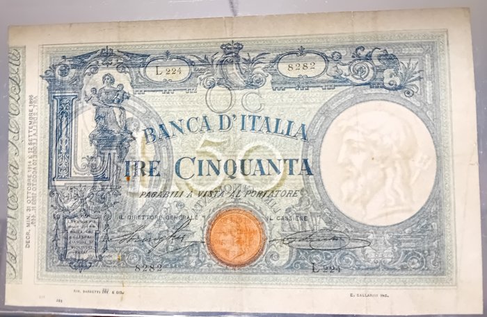 Italien. - 50 Lire 31-10-1914 "Matrice" (Decreto) - Gigante BI 3/16  (Ingen mindstepris)