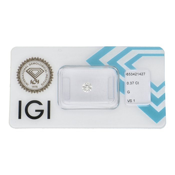 Ingen mindstepris - 1 pcs Diamant  (Natur)  - 0.37 ct - Rund - G - VS1 - International Gemological Institute (IGI)