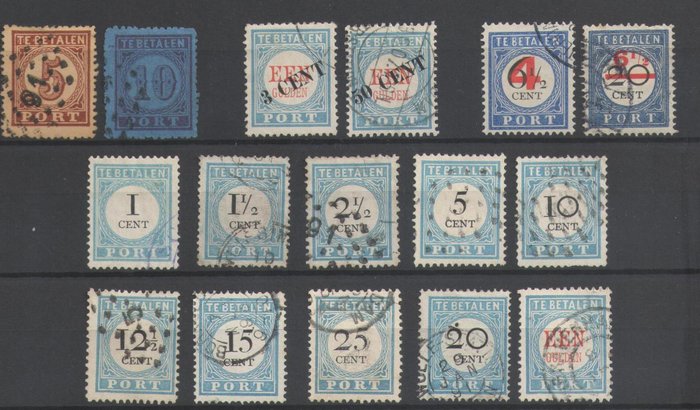 Holland 1870/1907 - Samling af frimærker - NVPH P1/P2 P3/P12 P13/P26 P27/P28 P29/P30 P31/P43