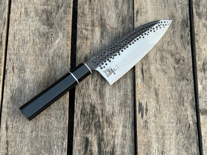 Køkkenkniv - Prestigefyldt håndlavet japansk Deba Chef Knife - Trofææske - Burl Wood, Box, Special Steel - Nordamerika