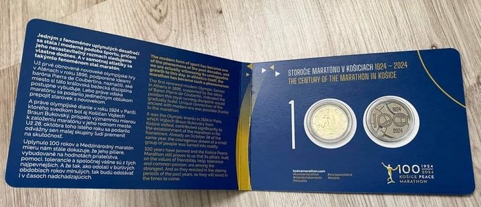 Slovakiet. 2 Euro 2024 ''Košice International Marathon'' in Coincard  (Ingen mindstepris)