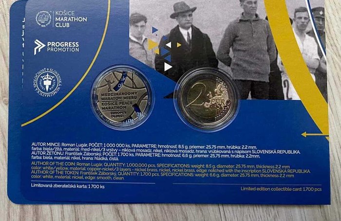 Slovakiet. 2 Euro 2024 ''Košice International Marathon'' in Coincard  (Ingen mindstepris)