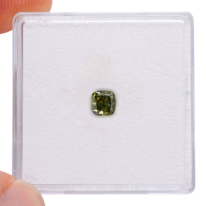 1 pcs Diamant  (Naturfarvet)  - 0.36 ct - Fancy dark Grønlig, Gul Brun - VS2 - Gemological Institute of America (GIA) - Kamæleon