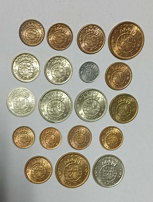 Tidligere portugisiske kolonier (Angola/Guinea/Indien/Mozambique/Macau/S.Tomé og Príncipe og Timor). Lot de 19 moedas soberbas  (Ingen mindstepris)