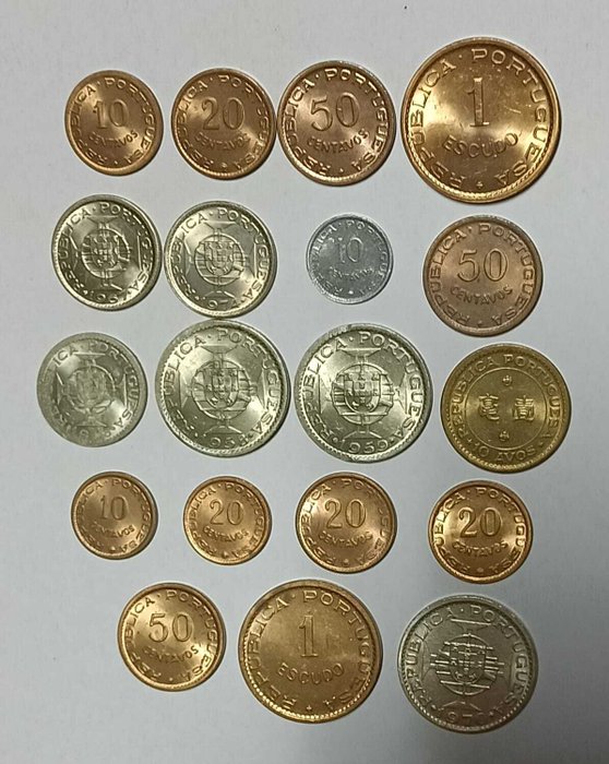 Tidligere portugisiske kolonier (Angola/Guinea/Indien/Mozambique/Macau/S.Tomé og Príncipe og Timor). Lot de 19 moedas soberbas  (Ingen mindstepris)