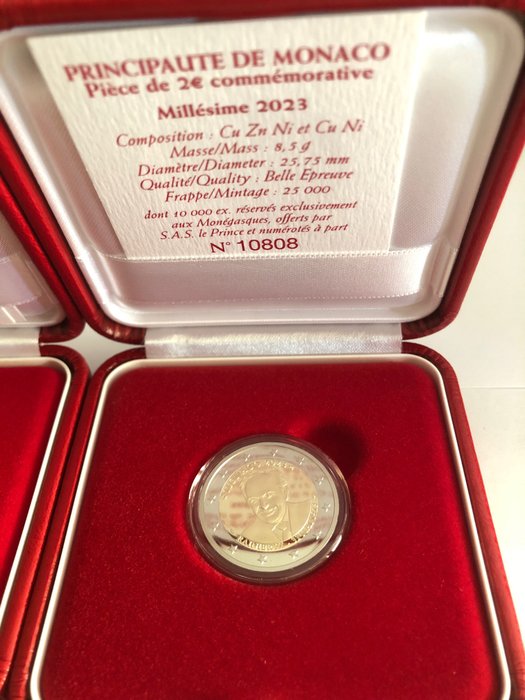 Monaco. 2 Euro 2023/2024 "Rainier III" + "500 Ans du Traité de Burgos - Charles Quint" (2 monete) Proof