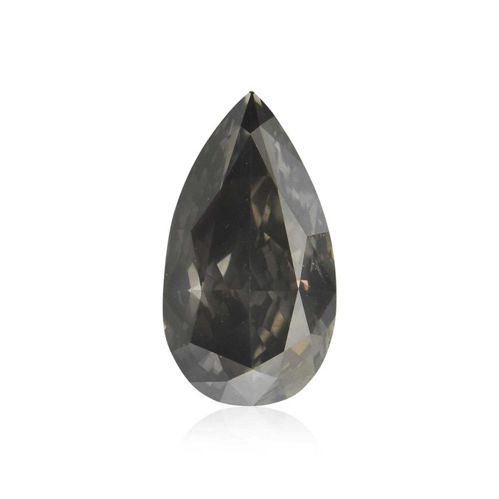 1 pcs Diamant  (Naturfarvet)  - 0.71 ct - Pære - Fancy dark Grå - I1 - Gemological Institute of America (GIA)