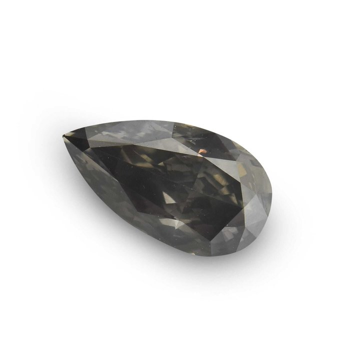 1 pcs Diamant  (Naturfarvet)  - 0.71 ct - Pære - Fancy dark Grå - I1 - Gemological Institute of America (GIA)