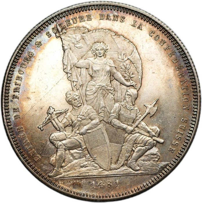 Schweiz, Fribourg. 5 Francs - Fribourg Shooting Festival 1881