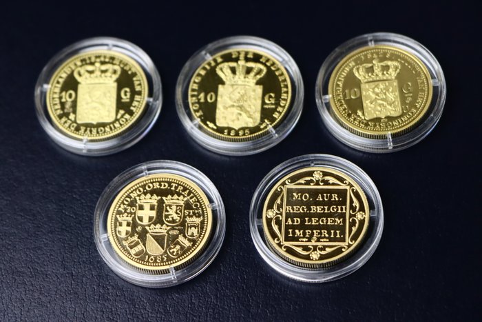 Holland Token Lot van Vergulde 24K Munten Naslagen (5 Stuks)  (Ingen mindstepris)