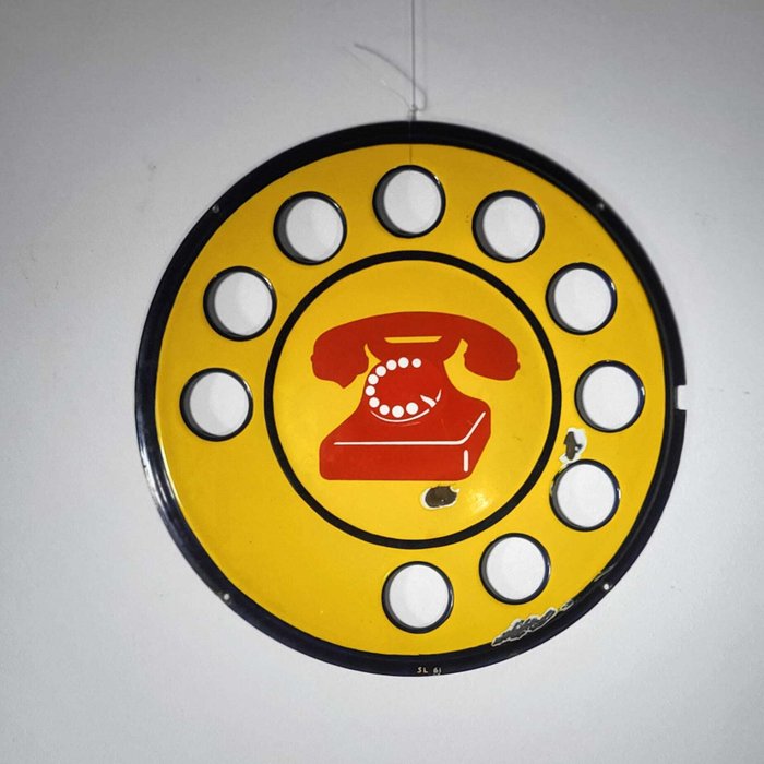 Old single-sided SIP public telephone sign - Reklameplakat - Metal