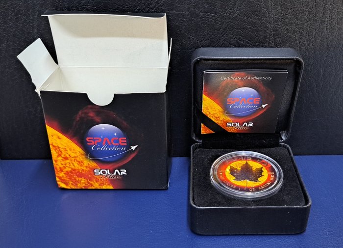 Canada. 5 Dollars 2015 Maple Leaf - Space Collection "Solar" - Black Ruthenium and 24 kt gold, 1 Oz (.999)  (Ingen mindstepris)