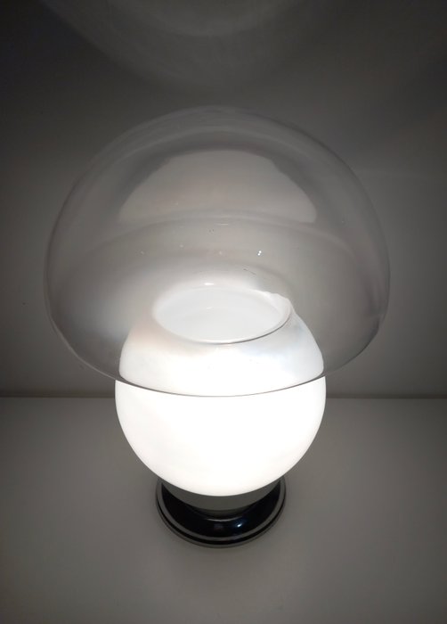 Bordlampe - Kunstnerisk glas - Forkromet stål - Svampe stil