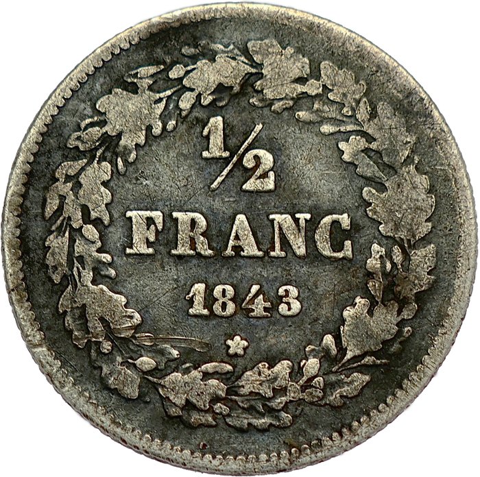 Belgien. Leopold I (1831-1865). 1/2 Franc 1843 - LOW MINTAGE - SCARCE