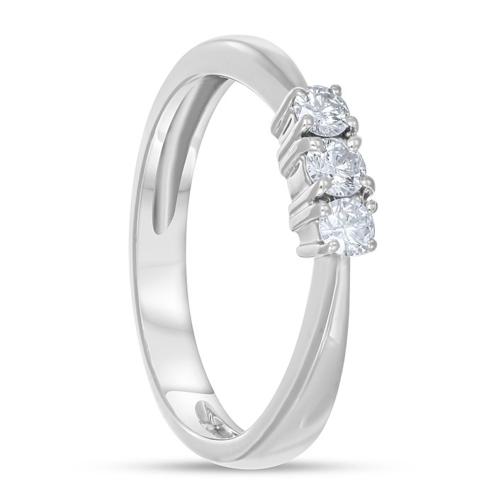 Ring - 18 kraat Hvidguld -  0.21ct. tw. Diamant (Natur)