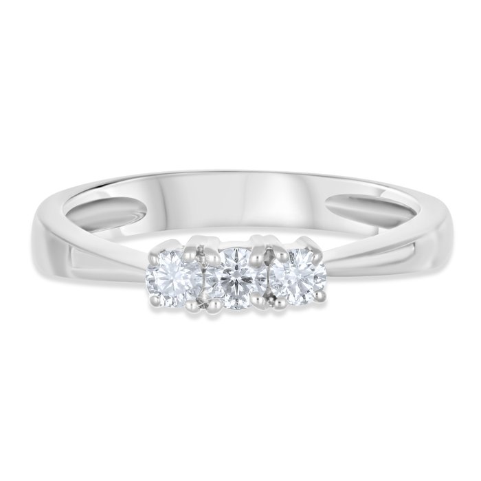 Ring - 18 kraat Hvidguld -  0.21ct. tw. Diamant (Natur)