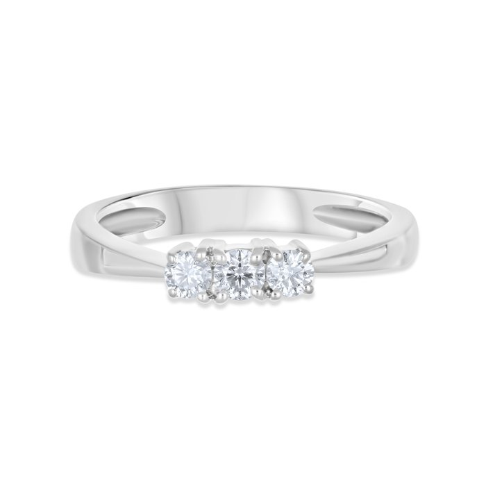 Ring - 18 kraat Hvidguld -  0.21ct. tw. Diamant (Natur)