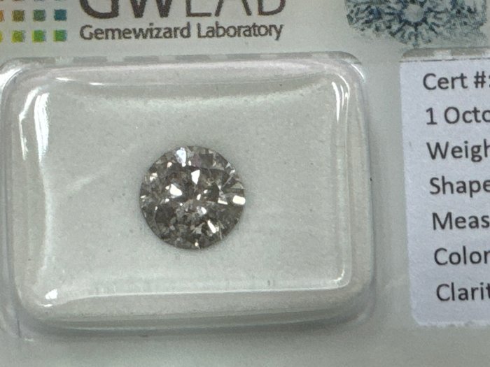 Ingen mindstepris - 1 pcs Diamant  (Naturfarvet)  - 1.26 ct - Rund - Fancy deep Grå - I2 - Gemewizard Gemological Laboratory (GWLab)