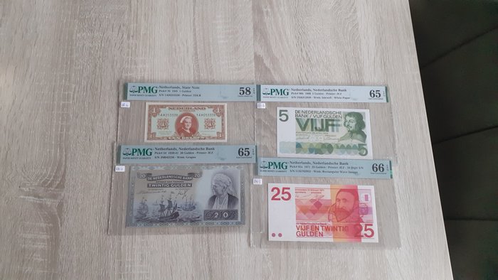 Holland. - 4 banknotes - all graded - various dates - Pick 54, 70, 90b, 92a  (Ingen mindstepris)