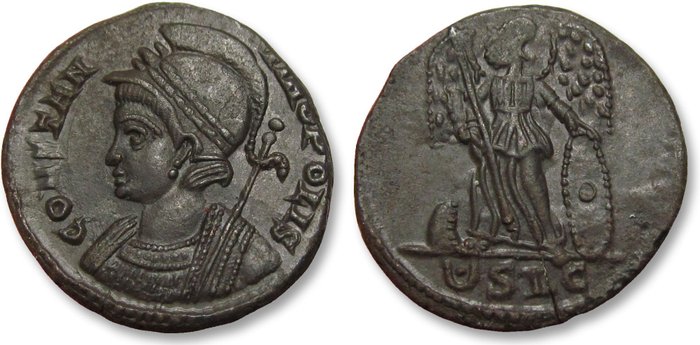 Romarriket Constantine I (AD 306-337) Follis City Commemorative Lugdunum (Lyon) 2nd officina (pellet-in-crescent SLG) 330-331 AD -