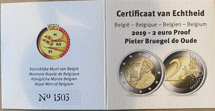 Belgien. 2 Euro 2019 Proof, Pieter Bruegel  (Ingen mindstepris)