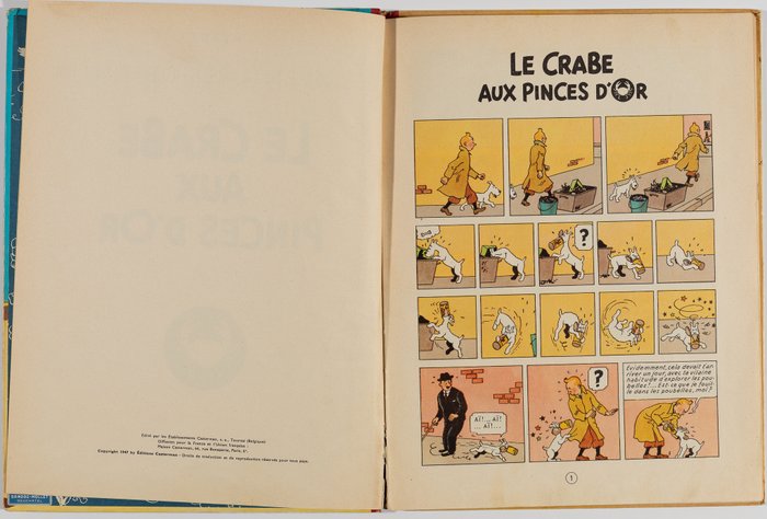 Tintin - Le Crabe aux pinces d'or [B11] / Tintin au Congo [B12] / Tintin au Tibet [B35] - 3 Albums - Genoptryk - 1954/1964