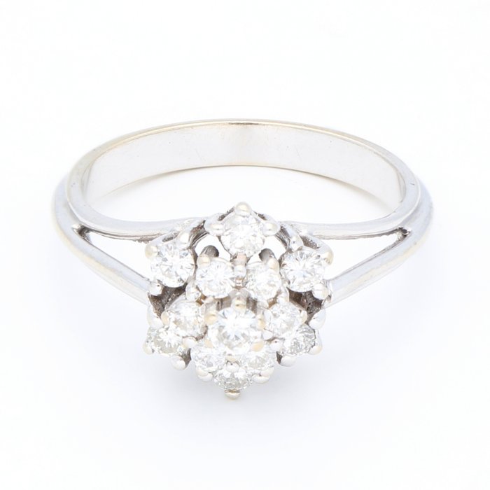 Ring - 18 kraat Hvidguld Diamant (Natur)