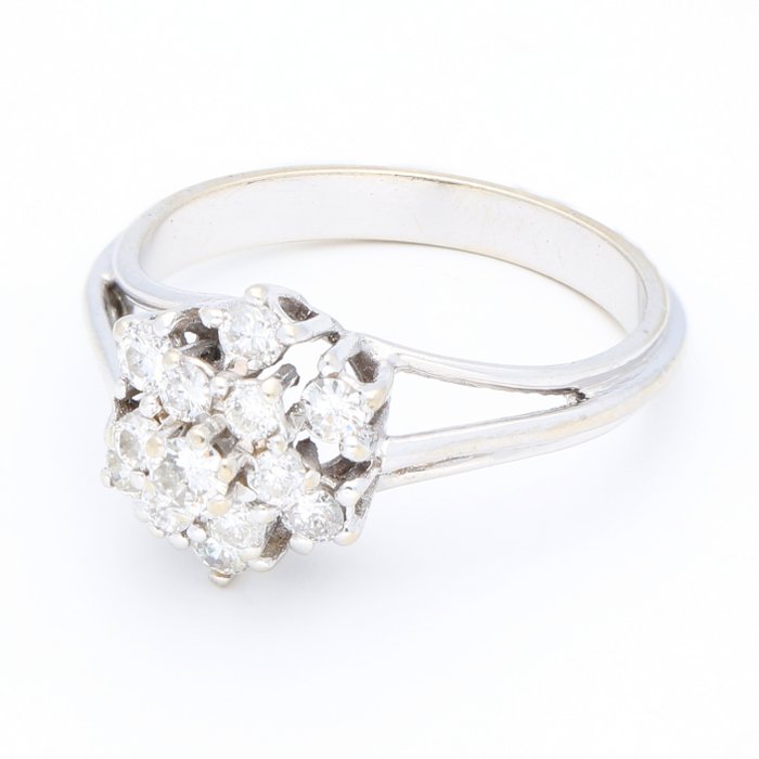 Ring - 18 kraat Hvidguld Diamant (Natur)