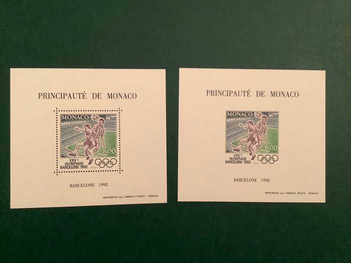 Monaco 1992 - Barcelona Olympiske Lege: tandet og tandløs blok - Yvert Bloc 18 en 18a