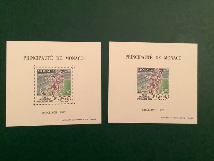 Monaco 1992 - Barcelona Olympiske Lege: tandet og tandløs blok - Yvert Bloc 18 en 18a