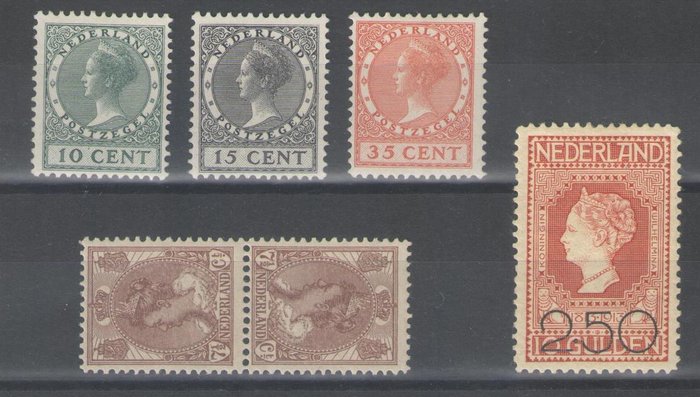 Holland 1913/1924 - Genoptryk Udstillingsstempler og Klarering - NVPH 61b 136/138 105