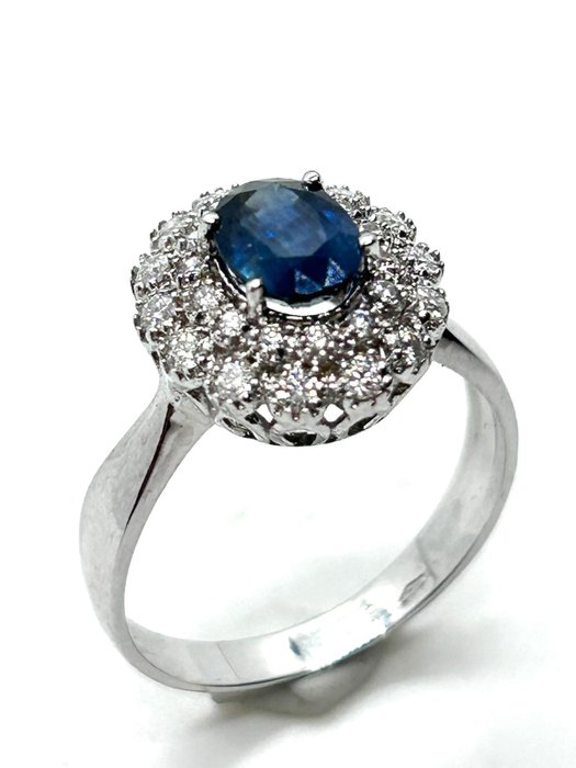 Ingen mindstepris - Ring - 18 kraat Hvidguld -  0.60ct. tw. Safir - Diamant