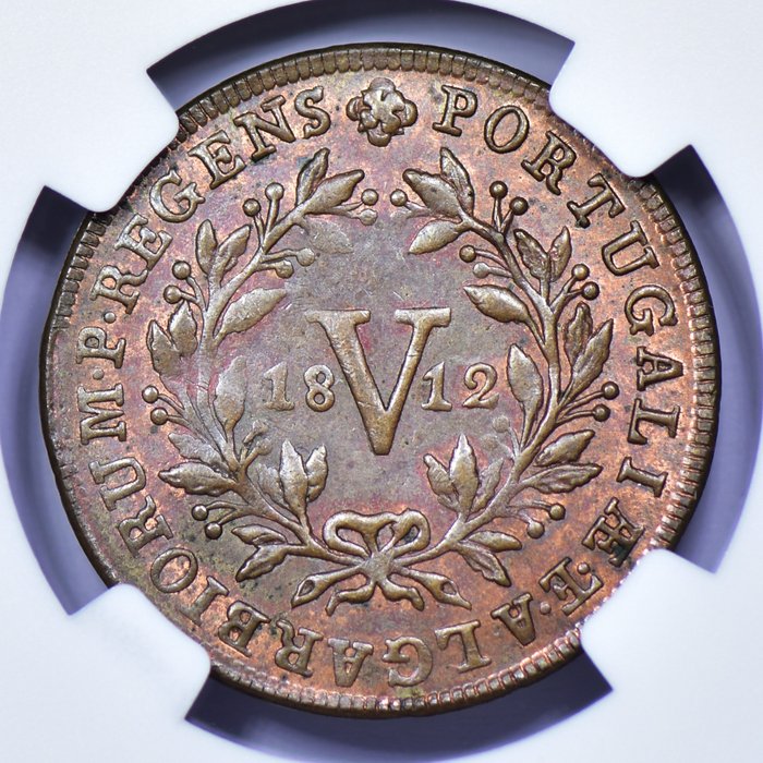 Portugal D João Príncipe Regente (1799-1816) V Reis 1812 - NGC - MS 62 - Rara