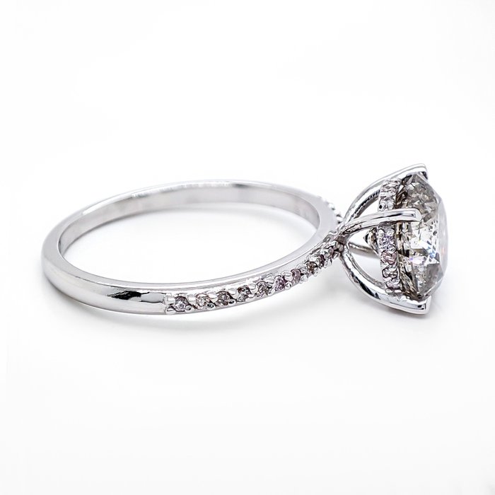 Ring - 14 karat Hvidguld -  2.19ct. tw. Diamant (Natur) - Diamant