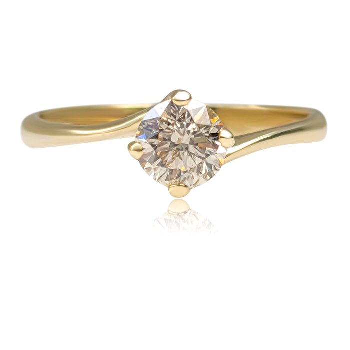 Ingen mindstepris - Ring - 14 karat Gulguld -  0.50ct. tw. Gul Diamant (Naturfarvet) - IGI