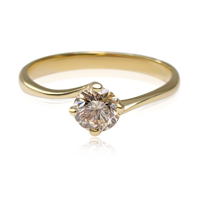 Ingen mindstepris - Ring - 14 karat Gulguld -  0.50ct. tw. Gul Diamant (Naturfarvet) - IGI