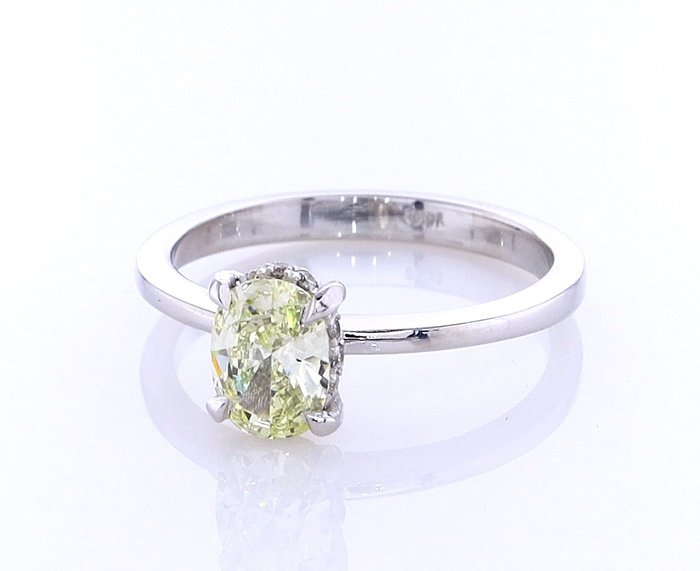 Ring - 14 karat Hvidguld -  069ct tw Diamant (Naturfarvet) - Diamant