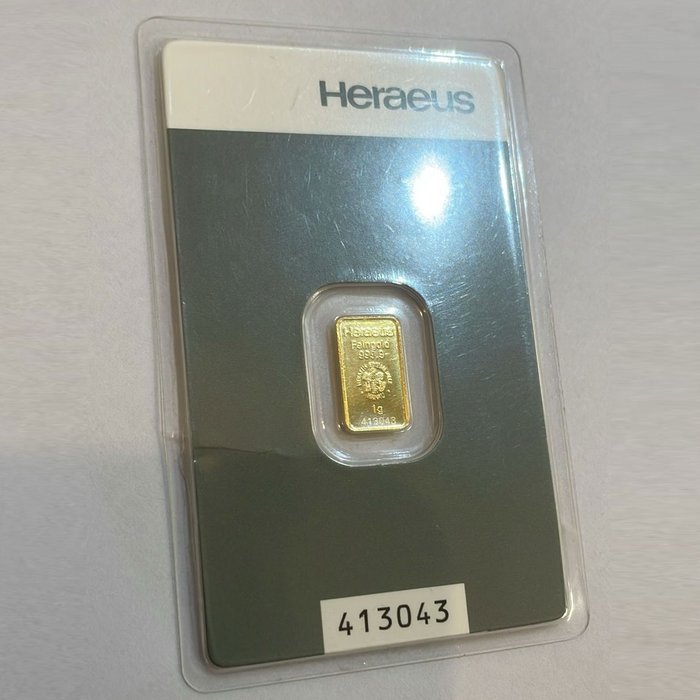 1 gram - Guld - .9999 - Heraeus (Damaged Assay)  (Ingen mindstepris)