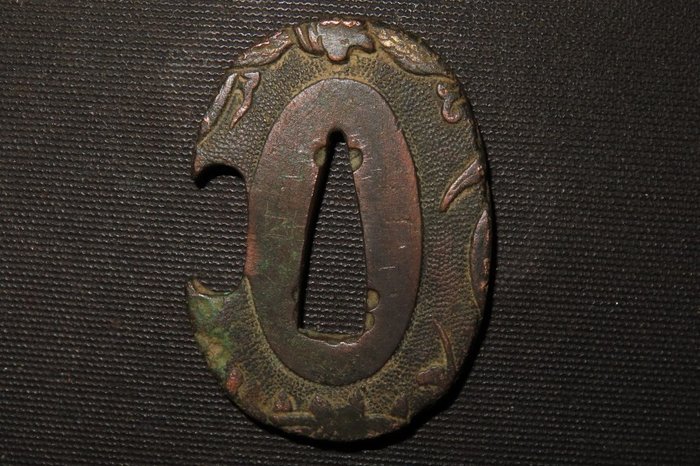 Katana - Kobber - Peacock Tanto Tsuba : C4-416 - Japan - Edo-perioden (1600-1868)