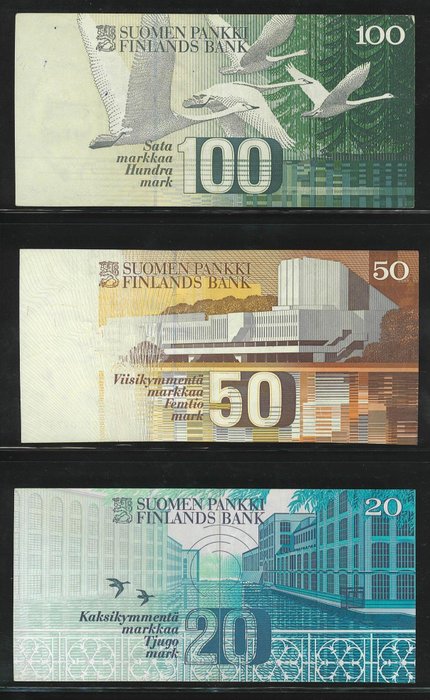 Finland. - 10, 20, 50, 100 Markkaa - various dates - Pick 113, 118, 119, 123  (Ingen mindstepris)