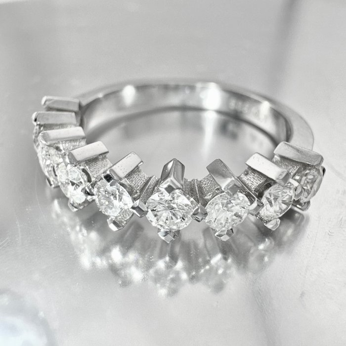 Alliancering - 14 karat Hvidguld -  076ct tw Diamant (Natur)  - ( NATURLIG )